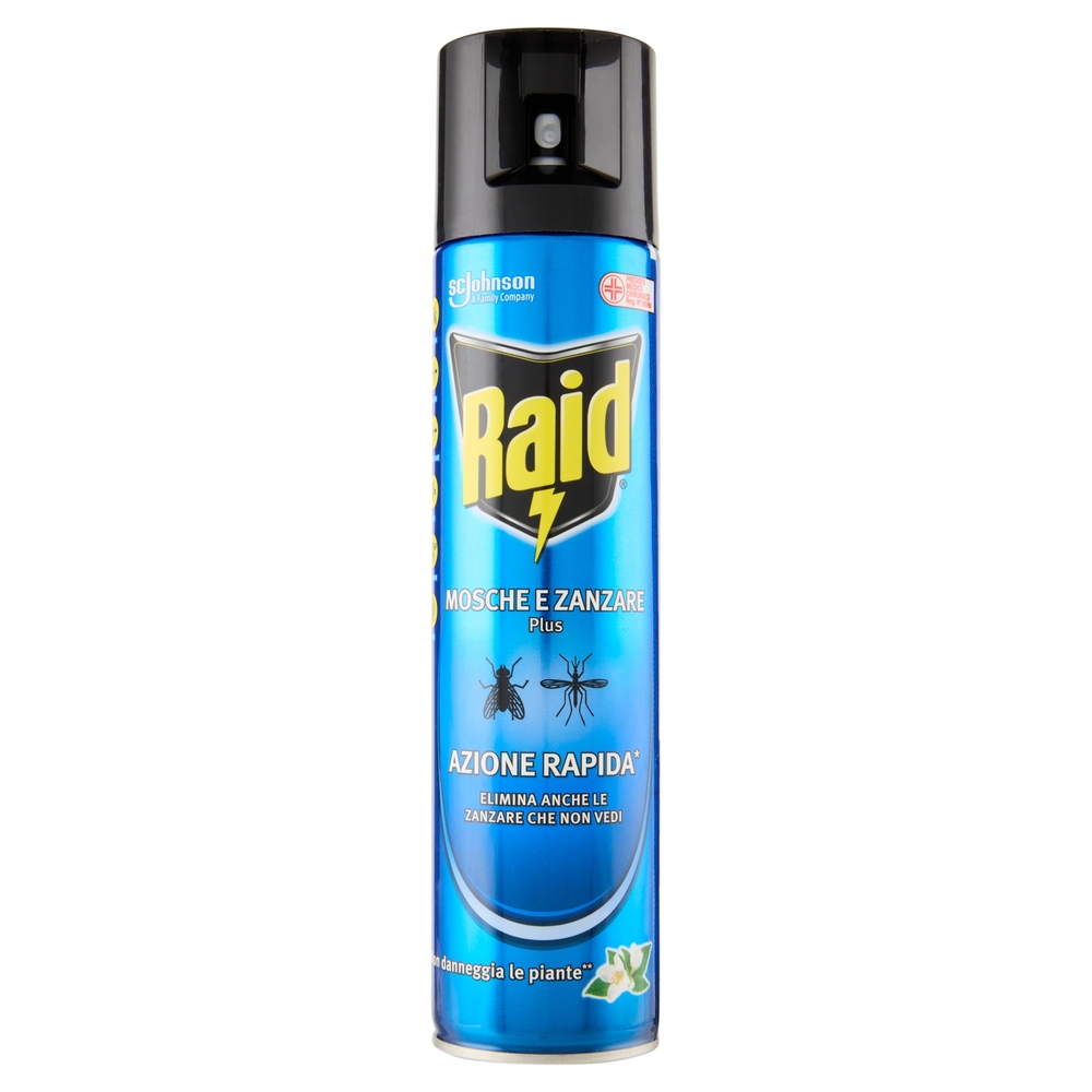 Raid Mosche e Zanzare Spray Insetticida, Antizanzare e Antimosche, Azione Rapida, 400 ml